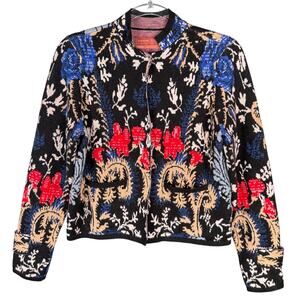 ANTHROPOLOGIE PILCRO Debra Floral Tapestry Cardigan Sweater Jacket XS  Boho Chic